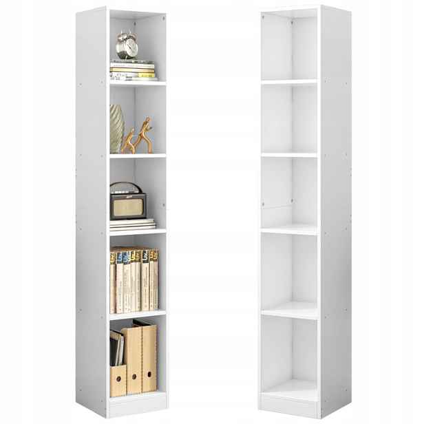 Bílý Stojanový Regál Na Knihy S Vysokými Pořadači Kancelář Obývací Pokoj Loft 182 CM