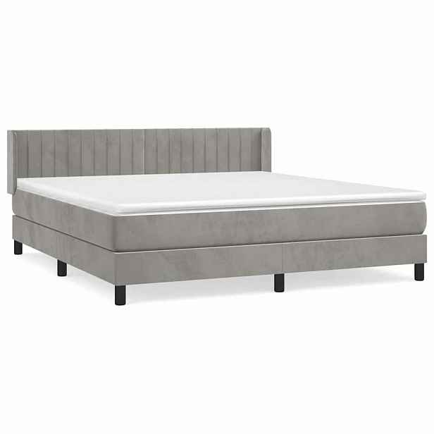 vidaXL Box spring postel s matrací světle šedá 160x200 cm samet