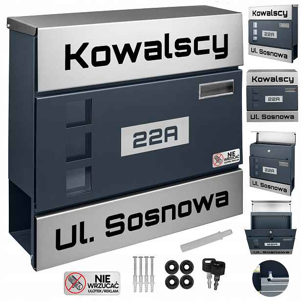 Poštovní Schránka S Adresou A Nápisem Antracitová Poštovní Velká na A4 RAL7016