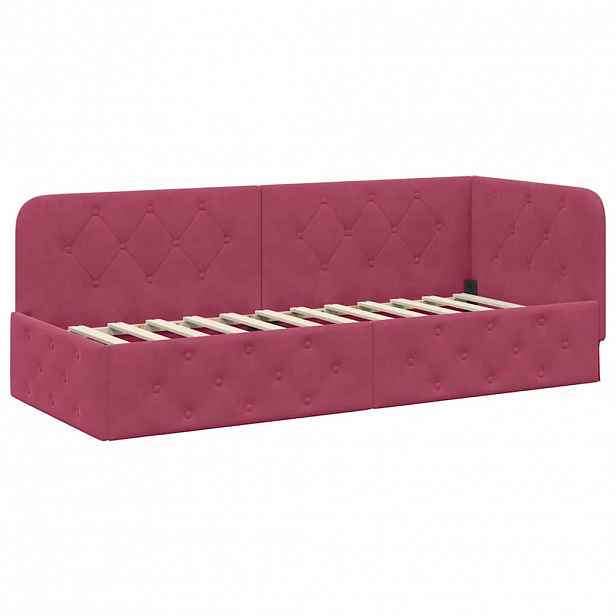 vidaXL Rohový rám postele Víno Červené 80 x 200 cm samet