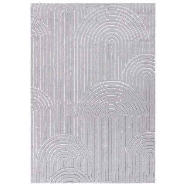 Koberec do obývacího pokoje šedý 180x250 cm geometrické oblouky moderní měkký
