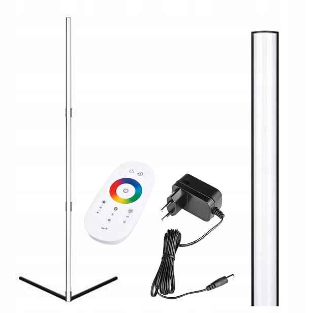 Podlahová rohová lampa Dálkový Ovladač 20W Rgb 140 Cm Černá