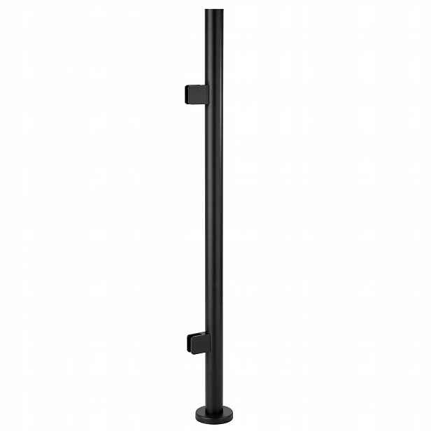 Startovací sloupek 100 cm pro skleněné zábradlí 42 mm Černý 2 držáky Loft
