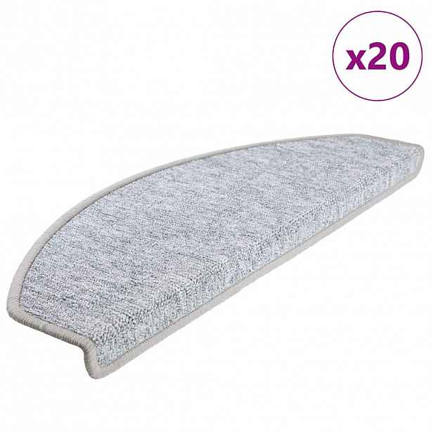 vidaXL Samolepicí schodové rohože 20 ks 65 x 24 x 4 cm Světle šedá