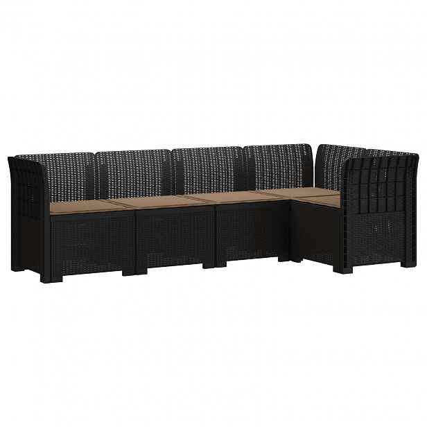 vidaXL 5-místné Zahradní Sofa s Polštáři ve Vzhledu Ratan PP