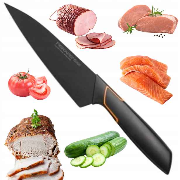 Nůž Šéfkuchaře Fiskars Edge Černý Ostrý Kuchyňský Premium 15 CM Pořádný