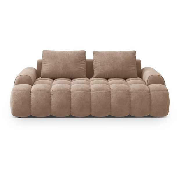 Světle hnědá sametová pohovka 200 cm Linz – Cosmopolitan Design