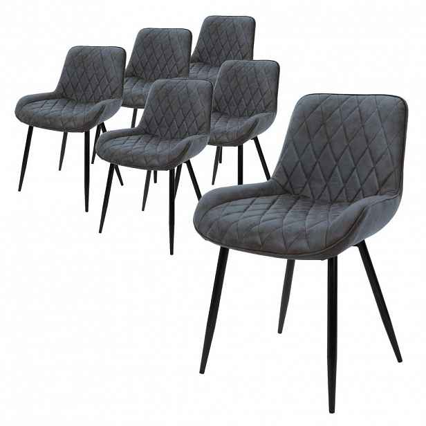 ML-DESIGN JÍDELNÍ ŽIDLE, sada 6 ks, antracitová, umělá kůže