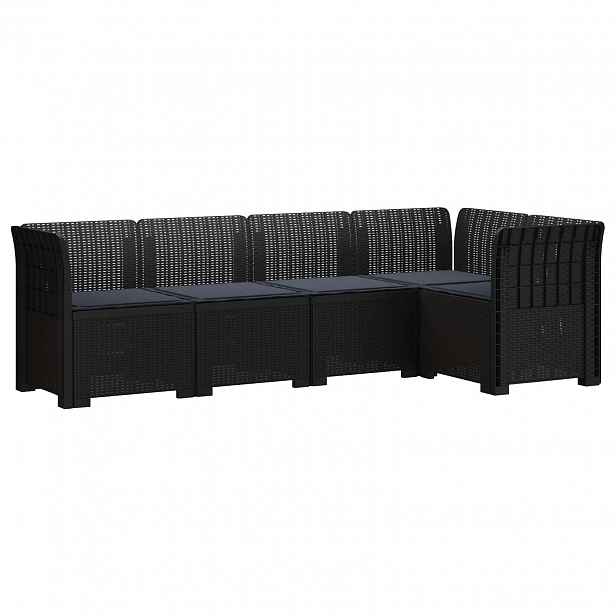 vidaXL 5-místné Zahradní Sofa s Polštáři ve Vzhledu Ratan PP