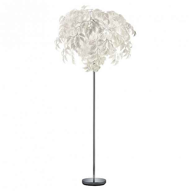 Bílá stojací lampa Trio Leavy, výška 180 cm