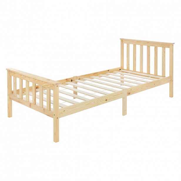 ML-DESIGN DŘEVĚNÁ POSTEL 90x200 cm přírodní z borového dřeva s roštem