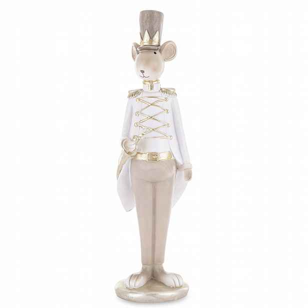 Vysoká figurka myška vojáka v bílém obleku 31,5 cm