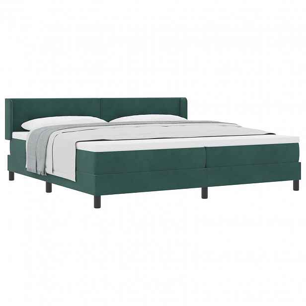 vidaXL Postel s boxspringem s čelo Tmavě zelená 200 x 200 cm samet
