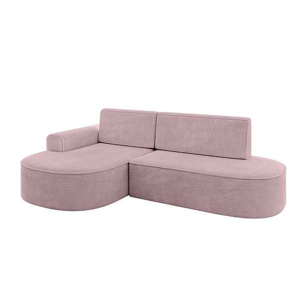 ALTDECOR ROHOVÁ SEDAČKA s funkcí spaní a otomanem, levá MARI-L1-S 283x167x85 Růžová Manšestr