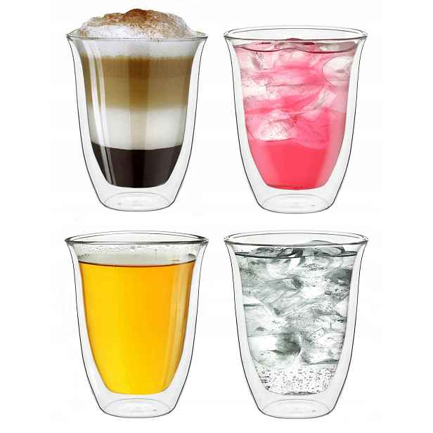 Lux Značkové 4x Sklenice Dvojitá Termostěna Nafukovací Sklo 400 ml Cr