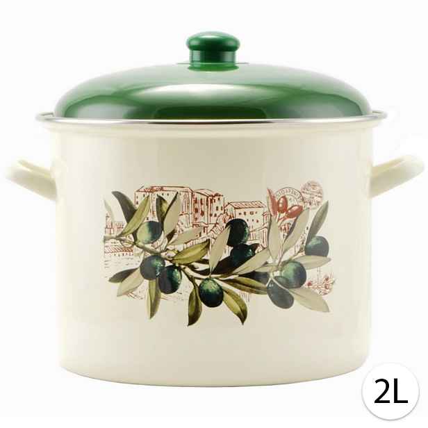 Perfect Home Smaltovaný hrnec 2L s poklicí, 18cm, bílo-zelený, 14831