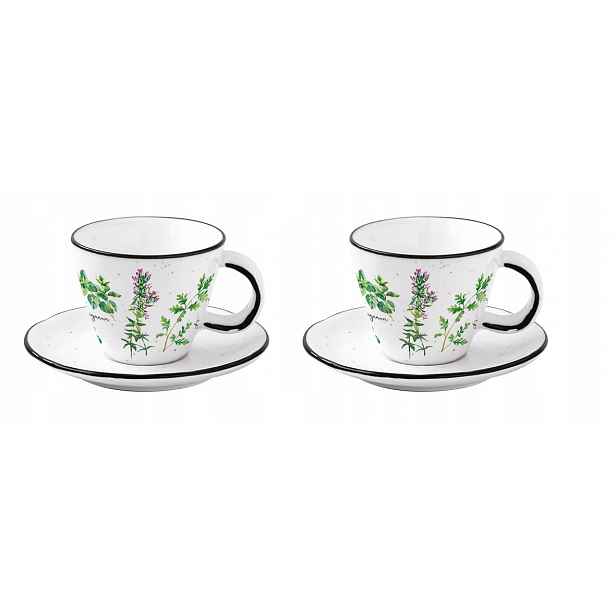 Porcelánové šálky sada 2 ks pro dva espresso 120 ml boho retro