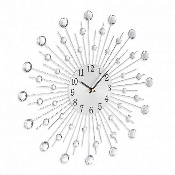 Relaxdays HODINY stříbrná nástěnné krystaly 50 cm