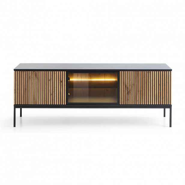 Selsey TV stolek Tosena černý / dub s LED 154/56/39 cm
