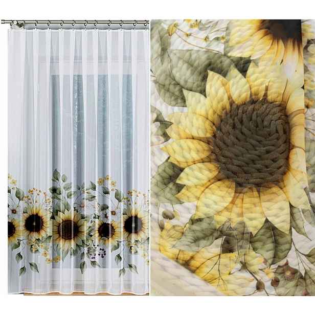 Slunečnice vel 250x157cm voálový záclona s krajkou (s lemem)