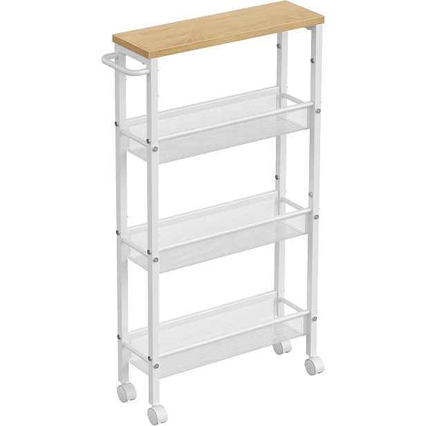 SONGMICS Úzký pojízdný kuchyňský regál Vasagle Compi 41 cm bílý/hnědý