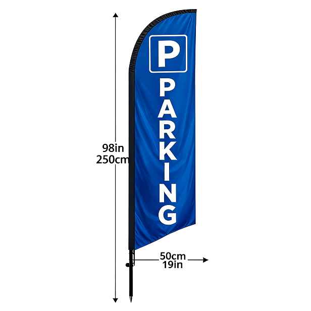 TEMU Reklamní banner s parkoviště, vysoký 6,5 stop (bez tyče), vyrobený z polyesteru, vhodný pro vystavení v luxusních komerčních parkovištích.