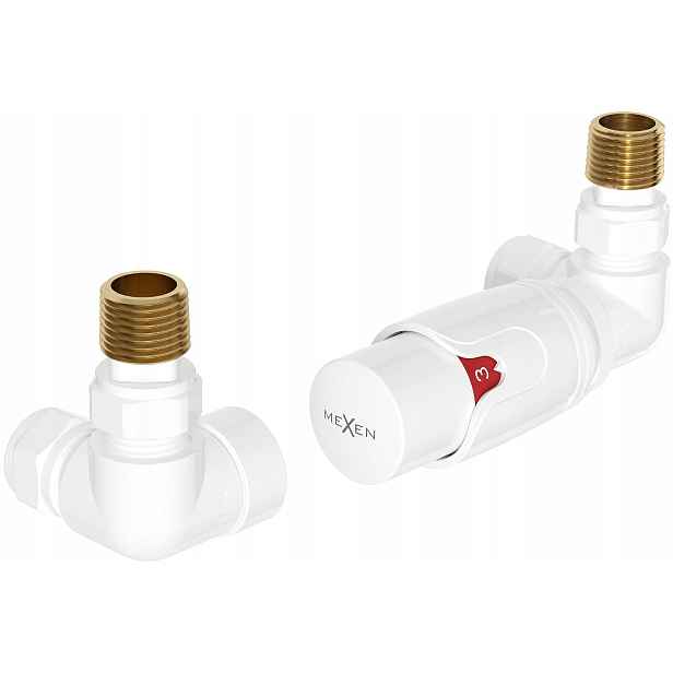 Termostatický radiátorový ventil 1/2" axiální, hlavice Mexen G00 bílá