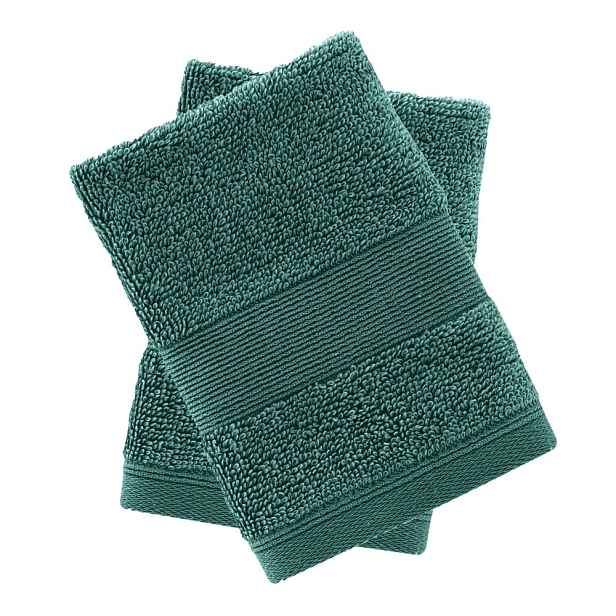 Tmavě zelené froté bavlněné ručníky v sadě 2 ks 30x30 cm Anti-Bacterial – Catherine Lansfield