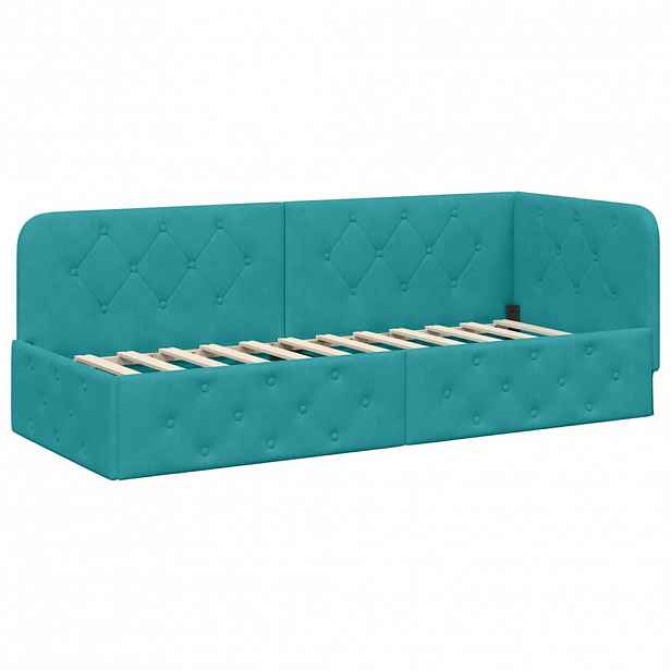 vidaXL Rohový rám postele Tyrkysová 80 x 200 cm samet