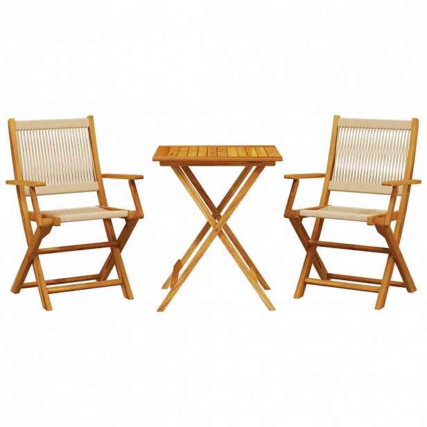 vidaXL 3dílný bistro set béžový polypropylen a masivní dřevo
