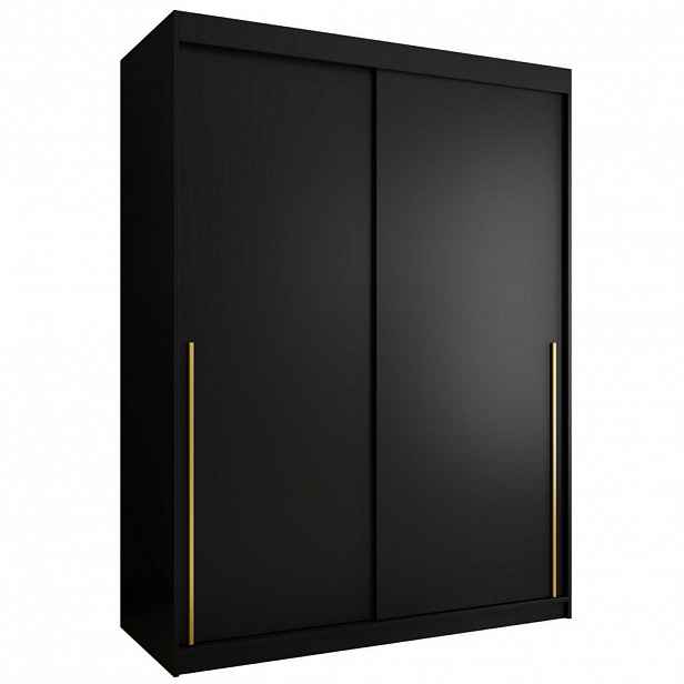 Home Collective ŠATNÍ SKŘÍŇ S POSUVNÝMI DVEŘMI 150 cm šířka, černá se zlatým úchytem