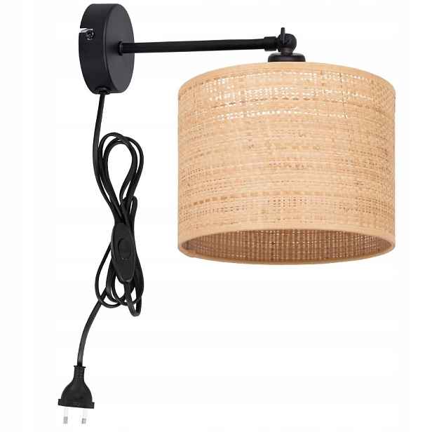 Nástěnná Lampa Ratanová Nástěnná Lampa S Led Zástrčkou E27 Boho