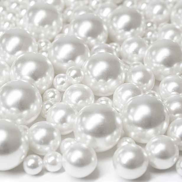 TEMU 170 ks (8mm/10mm/12mm) Elegantní slonovinové výplňkové korálky – Falešné perleťové korálky bez otvoru, pro svatby, domácí dekorace a květinové