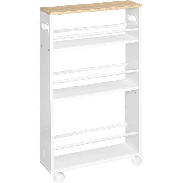 Úzký pojízdný kuchyňský regál Vasagle Tonari 45 cm bílý/hnědý