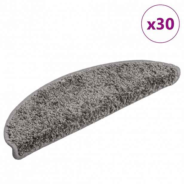 vidaXL Schodové rohože 30 ks 56 x 17 x 3 cm šedé, půlkulaté