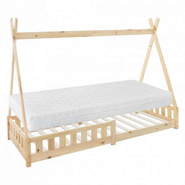 ML-DESIGN DĚTSKÁ POSTEL Tipi s matrací 90x200 cm přírodní