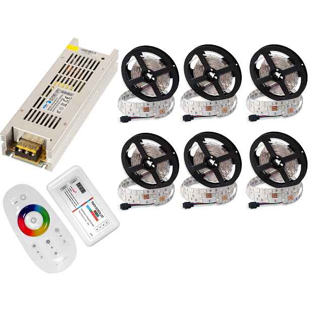 Led pásek Set 5050 30 m 150RGB+BÍLÝ Dálkový Ovladač Dotyk