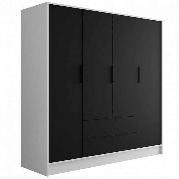 ALTDECOR ŠATNÍ SKŘÍŇ s křídlovými dveřmi KOLIN 200x200 cm bílá / černá