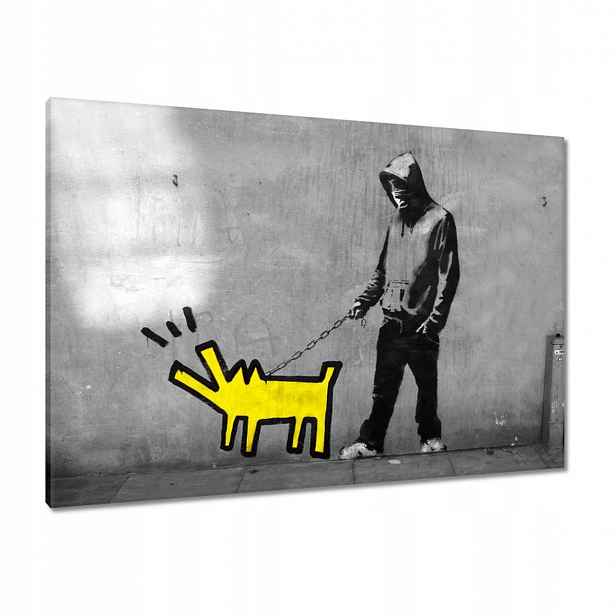 Obrazy 100x70 Žlutý pejsek Banksy Lol