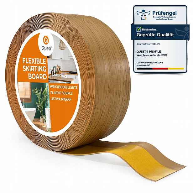 Podlahová lišta samolepicí Quest Pvc 50x20mm dub 25m flexibilní
