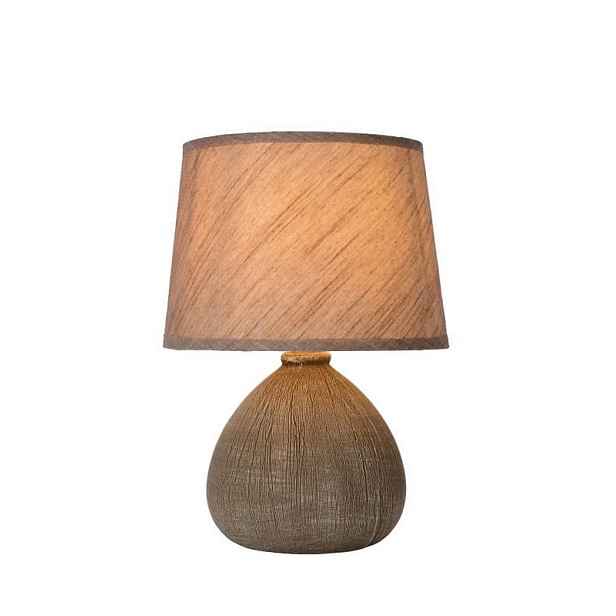 Stolní lampa Lucide Ramzi E14 40W Hnědá Keramická Abažurová 26 cm