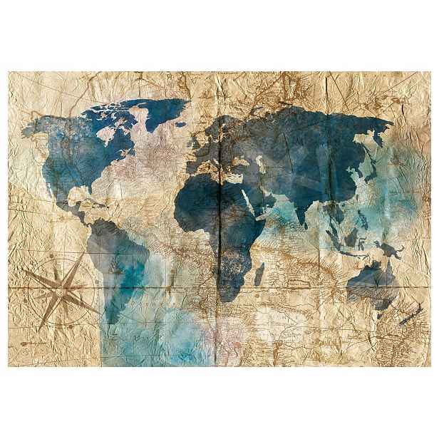 Vliesová fototapeta Mapa světa Retro Vintage na zeď 368x254 lepidlo
