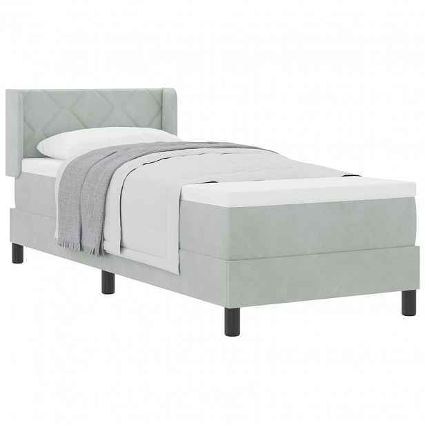 vidaXL Postel s boxspringem s čelo Světle šedá 200 x 80 cm samet