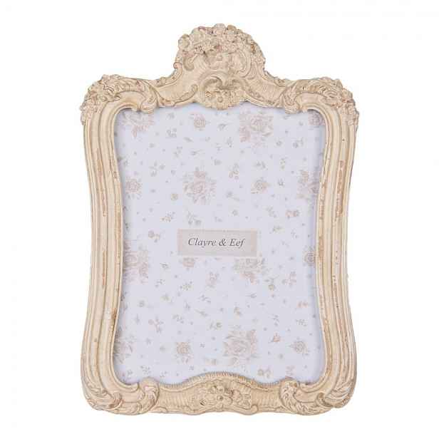 Béžový antik fotorámeček zdobený květinami - 16*2*23 cm / 13*18 cm Clayre & Eef