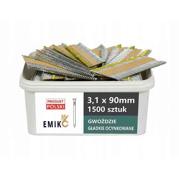 Hřebíky do hřebíkovačky spojované papírem 3,1x90mm 34° 1500ks Pozink Hladké