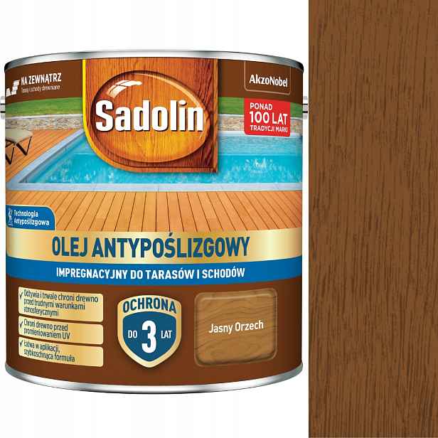 Sadolin Impregnační Protiskluzový Olej 2,5 L, Světlý Ořech