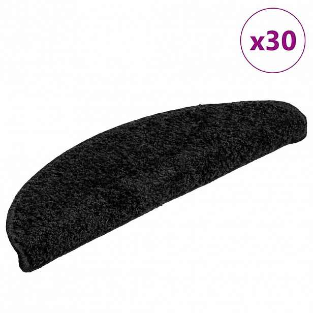 vidaXL Schodové rohože 30 ks 56 x 17 x 3 cm černé, půlkulaté