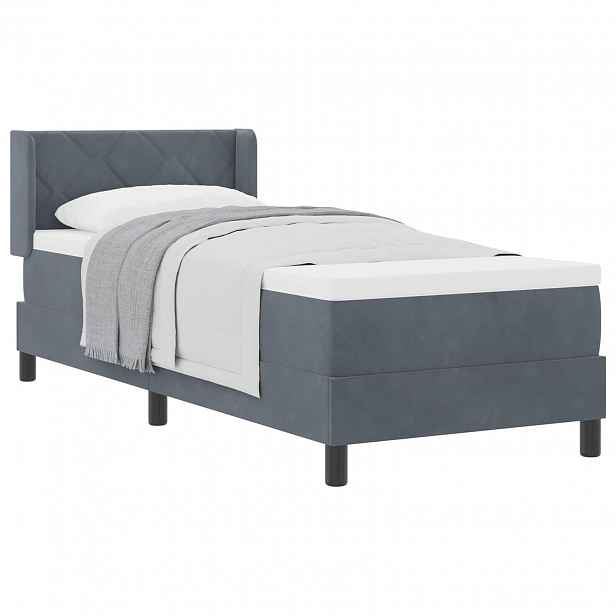 vidaXL Postel s boxspringem s čelo Tmavě šedá 200 x 80 cm samet