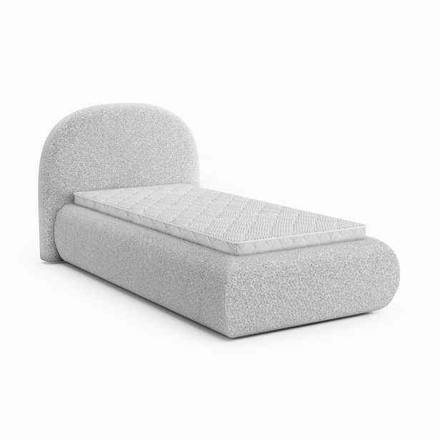 Beautysofa ČALOUNĚNÁ POSTEL Motti 90×200, jednolůžko s úložným prostorem a pěnovou matrací 10 cm, světle šedá