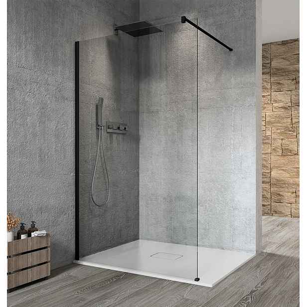 Gelco VARIO BLACK jednodílná sprchová zástěna k instalaci ke stěně, čiré sklo, 1400 mm